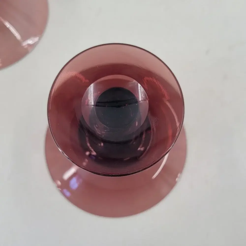 Vintage Empoli Amethyst Champagne‎ Glasses Purple Twisted Stem Pair whimsy 3-3